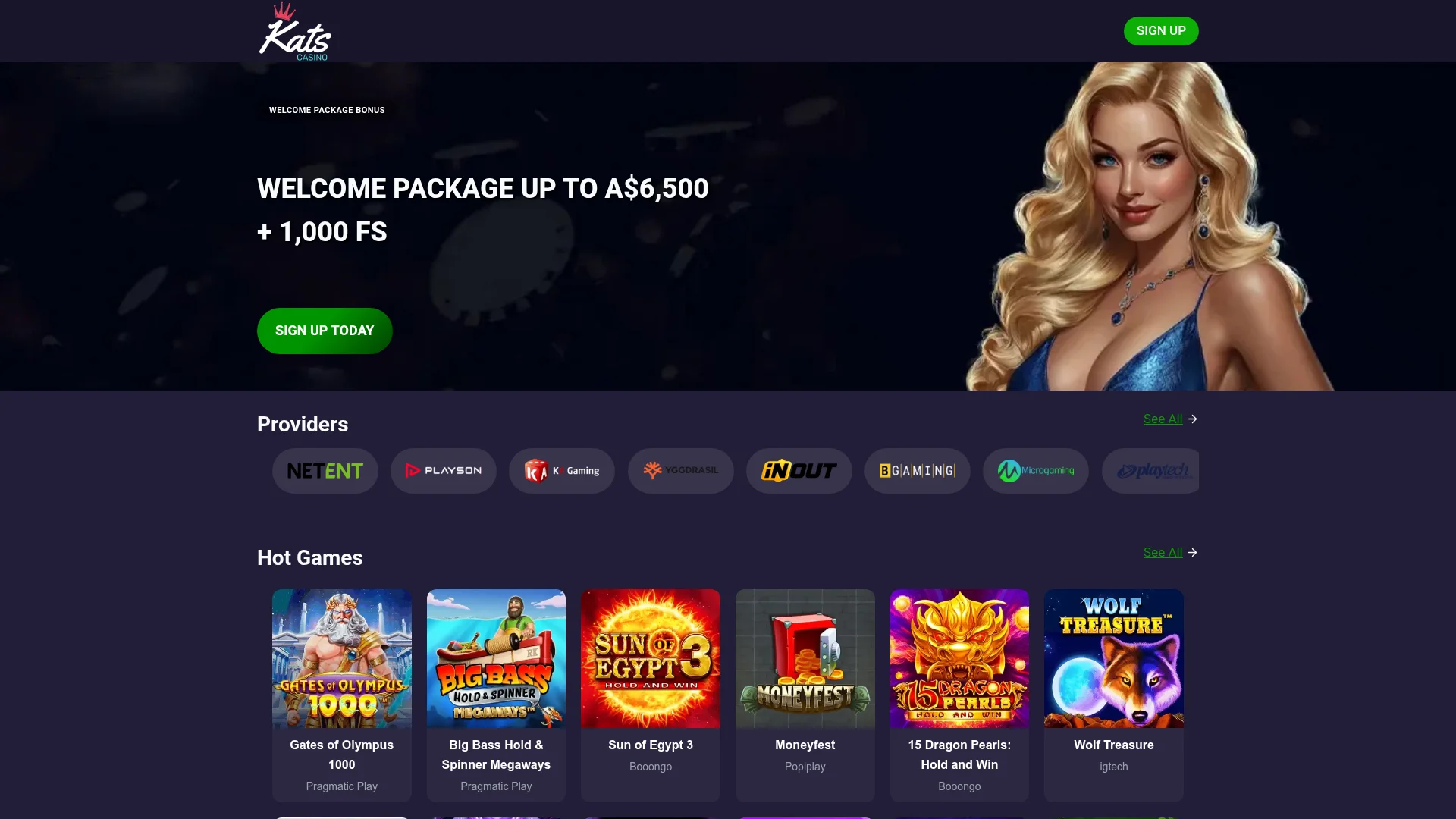 Kats Casino desktop view